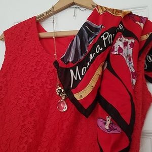 ADIVA Lacy Red Sleeveless Top Size Small NEW